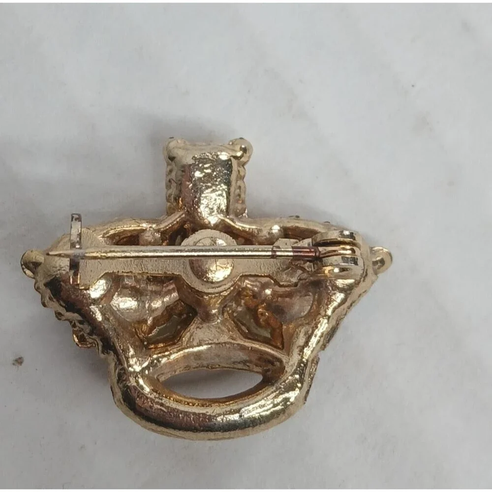 Vintage Rhinestone Crown Brooch Flowers Jewels Sparkling Regency 1 x 1.5